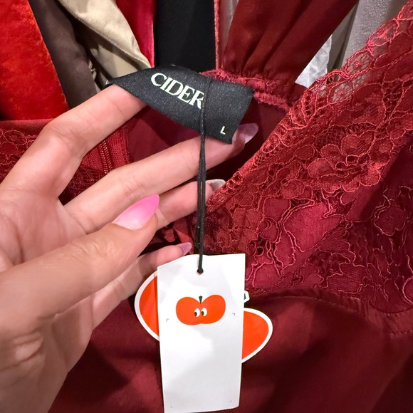 Cider NWT Size L Burgundy sweetheart, slip mini dress - Picture 10 of 11